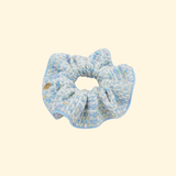Chouchou en jean tweed bleu et blanc