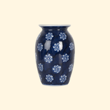 Vase Ø 10x15 cm Bleu Blanc Céramique Fleurs
