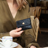 PORTE-CARTES ADÈLE CROCO NOIR