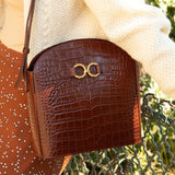 SAC AIMÉE CROCO CHOCOLAT