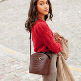 SAC AIMÉE CROCO CHOCOLAT
