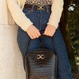 CEINTURE AIMÉE CROCO NOIR
