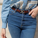 CEINTURE AIMÉE CROCO CHOCOLAT