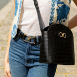 GRANDE CEINTURE OLYMPE CROCO NOIR