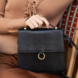 SAC JOSÉPHINE LÉZARD NOIR